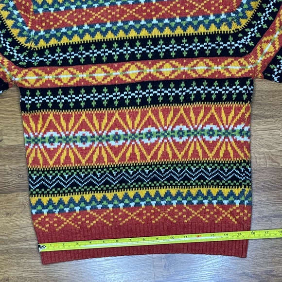 Y2K Vintg  Chunky Turtleneck Sweater Holiday Multicolor Rainbow Stripe Geometric - Picture 9 of 9